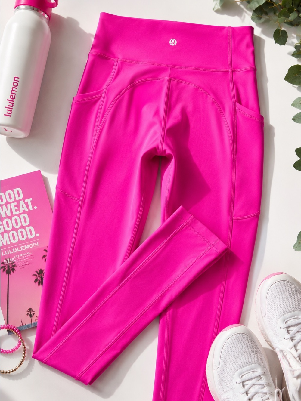 Lululemon Hot Pink High Rise Leggings Women’s Size 4 Side Pocket Athletic Yoga